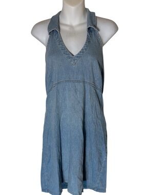 Denim Halter Mini Dress 💙 Y2K Vibes Size M